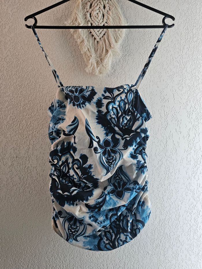 Top coloré froncé tons de bleu Zara taille xs - photo numéro 7