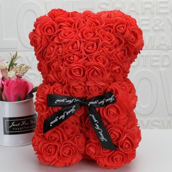 en Rose Éternelle Rouge – Cadeau Romantique avec Nœud “Just for you”