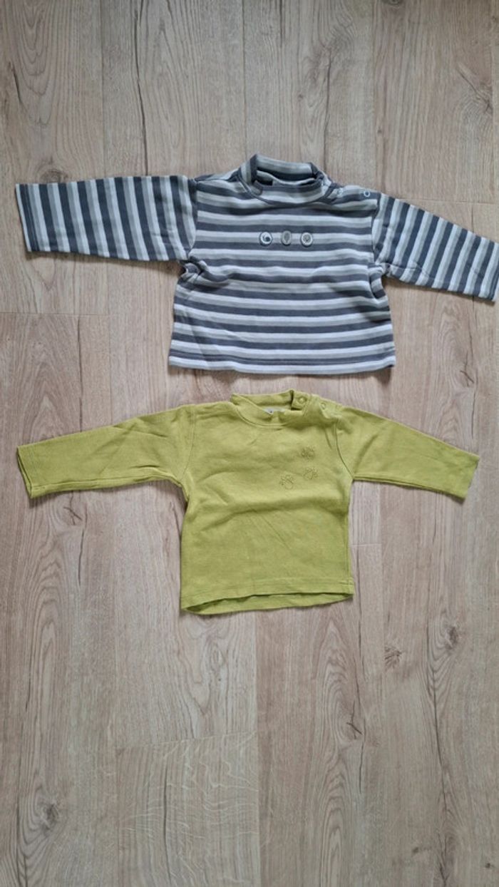 Lot 2 t-shirts ML 12mois