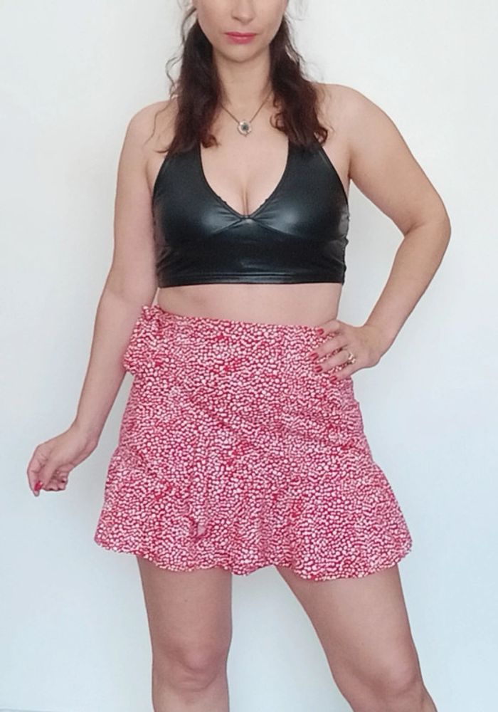 Mini Jupe Portefeuille Jupe Courte Fleuri Mini Jupe Portefeuille à