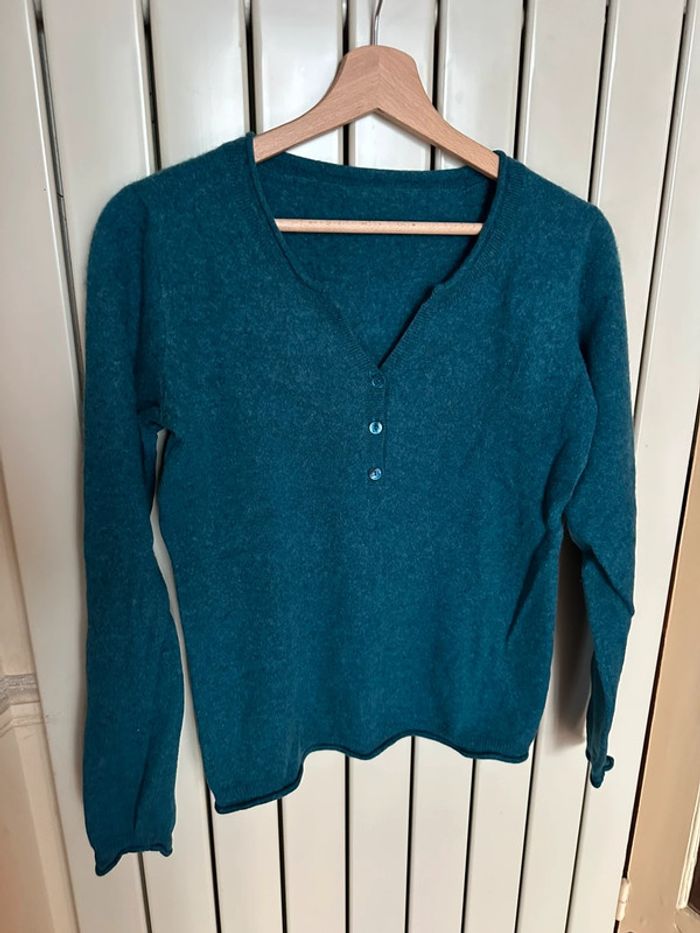 Pull en cachemire turquoise S-M