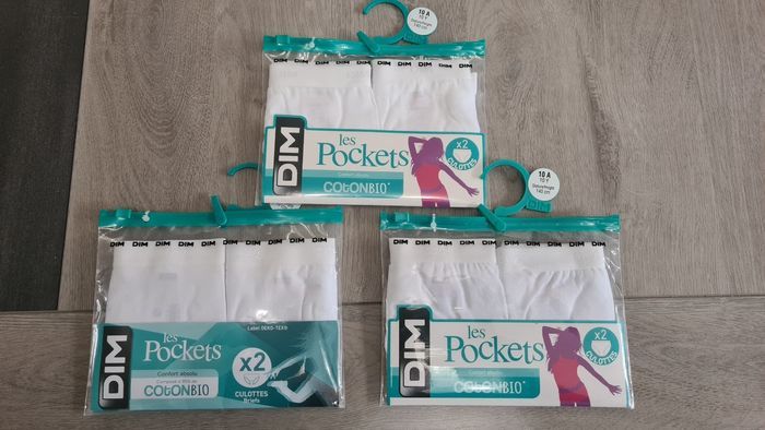 Lot de 3 Pack de Culottes DIM Coton Bio 10 Ans.