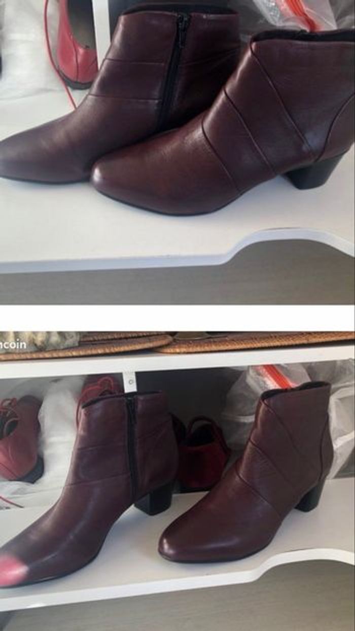 Bottines cuir Bordeaux neuve - photo numéro 4