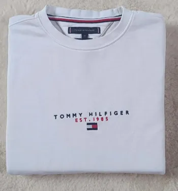 Sweat Tommy Hilfiger blanc M logo brodé Original Cotton