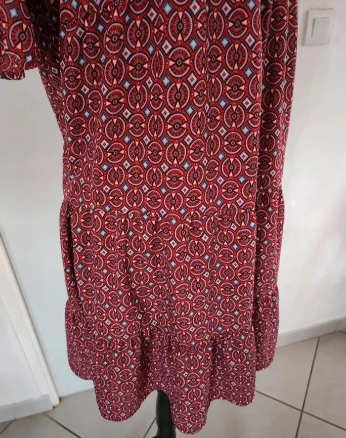 Robe Cache Cache fluide rouge à motifs géométriques de taille 36 - photo numéro 3