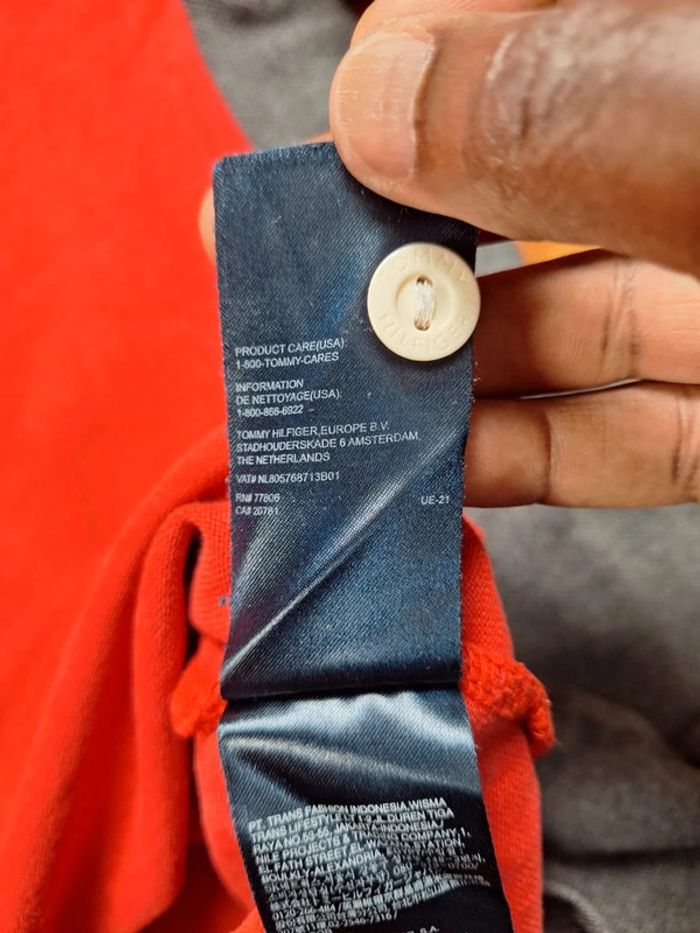 Polo tommy Hilfiger vintage manche longues - taille L rouge - homme logo brodé (428) - photo numéro 9