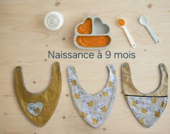 Lot de 3 bavoirs bandana Naissance à 9 mois Création fait main artisanale 