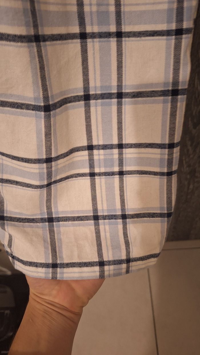 Ensemble pyjama en flanelle léger bleu et blanc  à carreaux - photo numéro 8