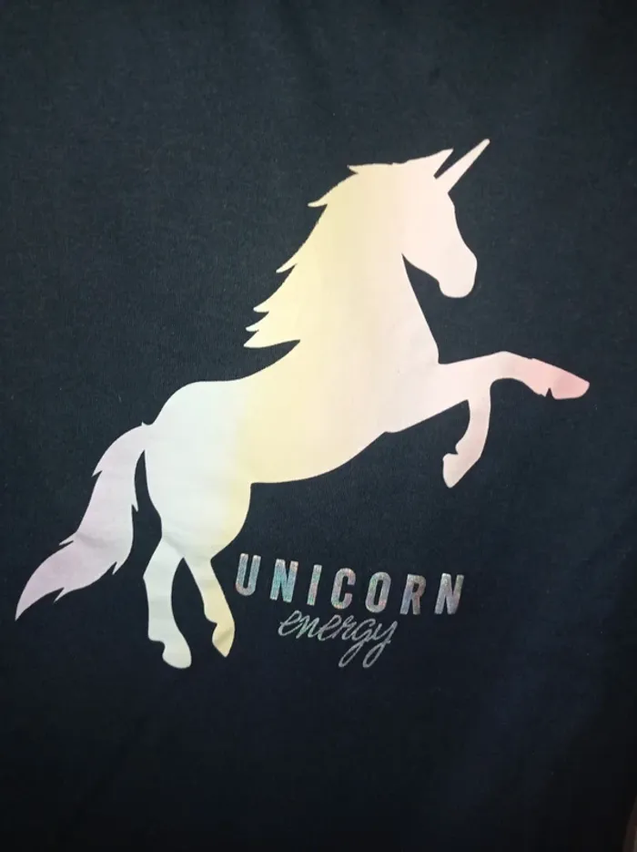 T-shirt manche longue bleu marine motif licorne - photo numéro 2