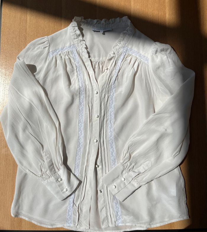Blouse chemise en soie chic blanche gérard darel - photo numéro 6