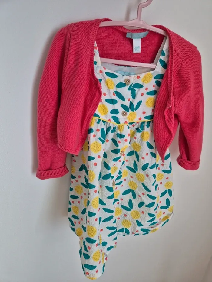 Ensemble robe bloomer et gilet 18 mois obaibi