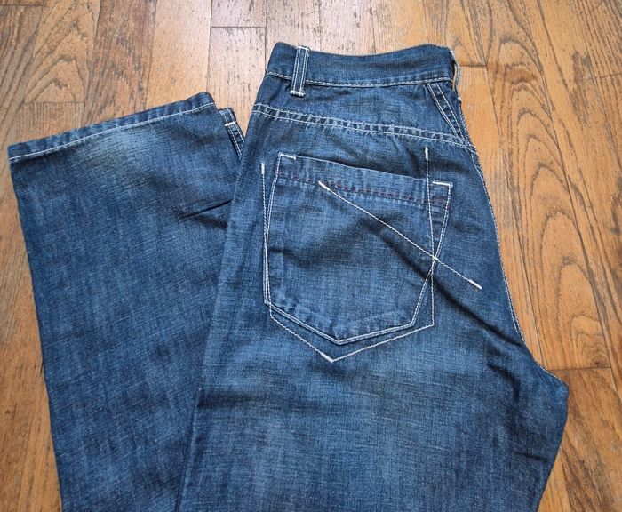 Jean femme Marithé François Girbaud bleu taille 29 (FR 40)  coupe droite surpiqûres blanches - photo numéro 2