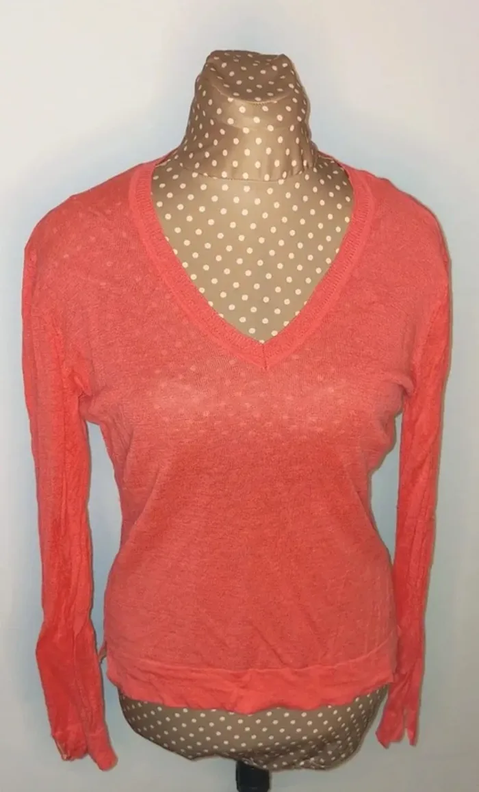 Pull corail rose femme, en lin, Adagio, taille 38