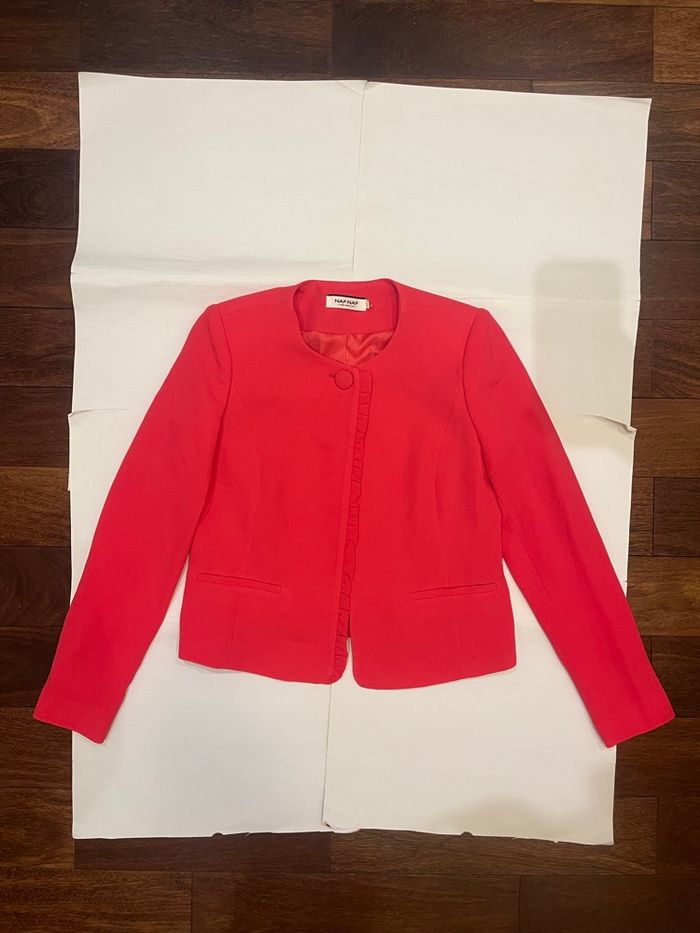 Veste blazer rose fuschia froufrou  naf naf taille XS/34 - photo numéro 6