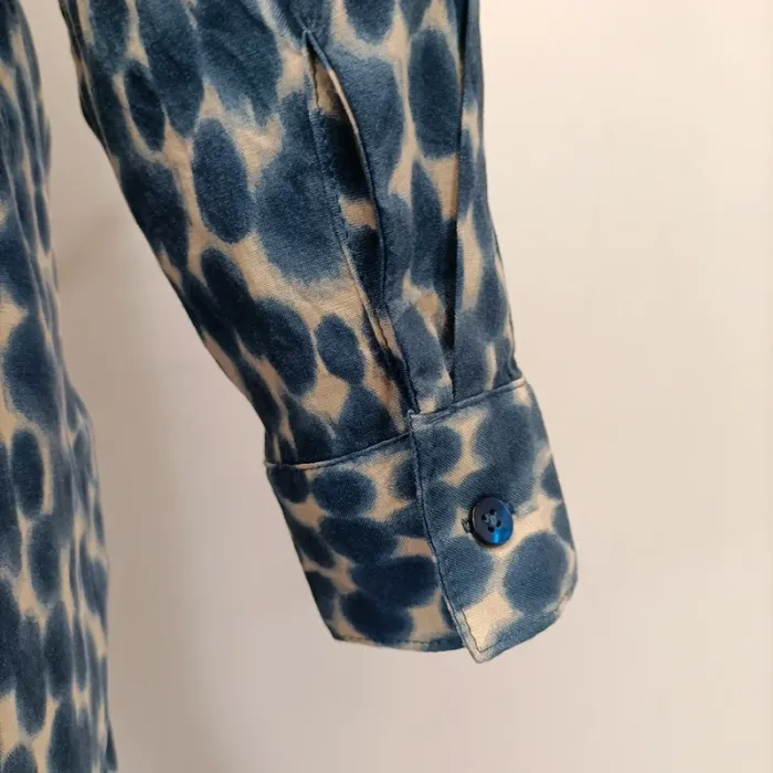Robe Tie and Dy - S tex - bleu et blanche - robe boutonnée chemise - ceintrée à la taille A291 - photo numéro 7