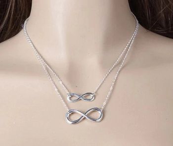 Collier double chaines argenté infini