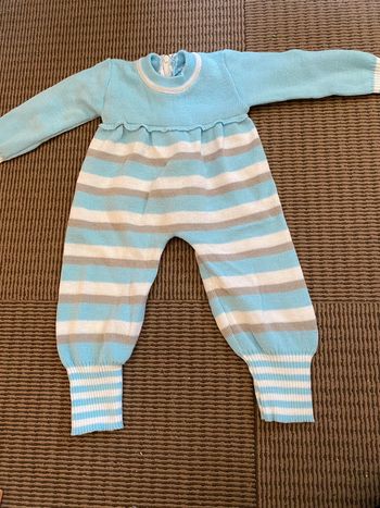 Combinaison bleu gris blanc 12 mois