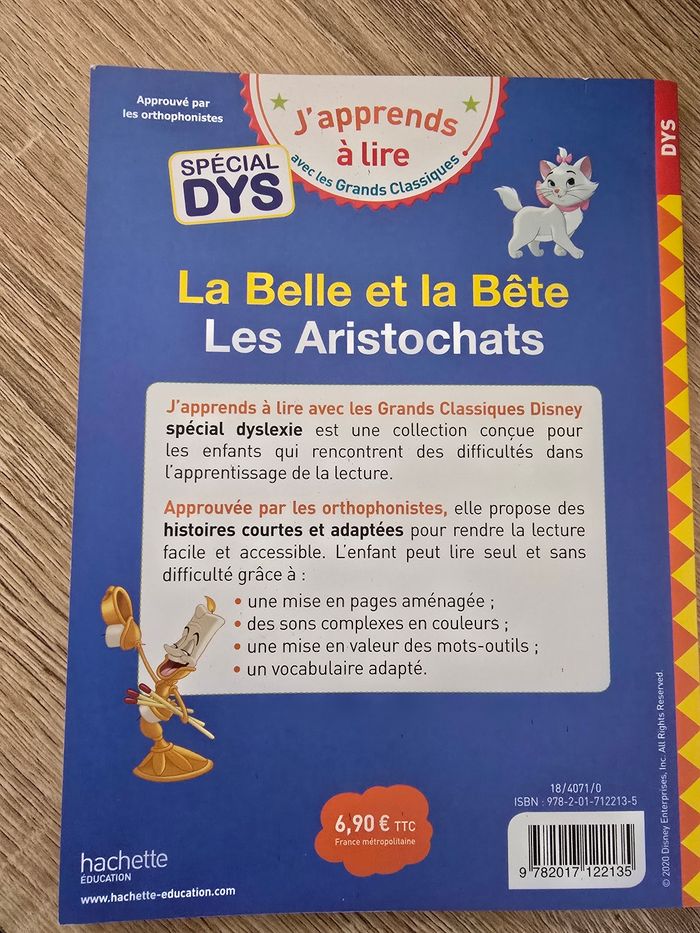 Livre J’apprends à lire- La belle et la bête et Les Aristochats - Spécial DYS - photo numéro 2