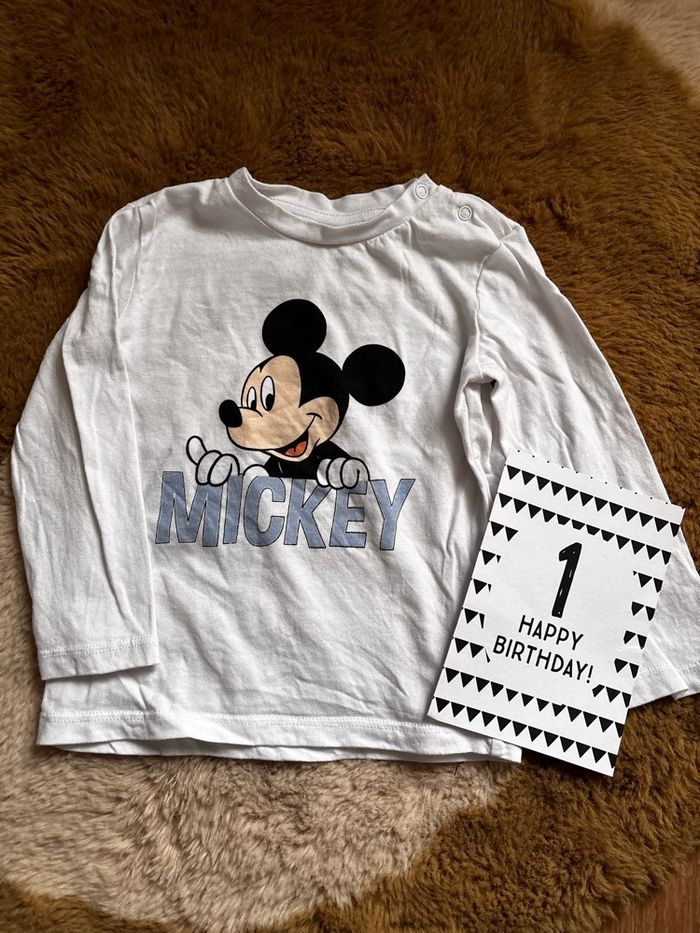 Tee shirt blanc/bleu Mickey DISNEY t.12m
