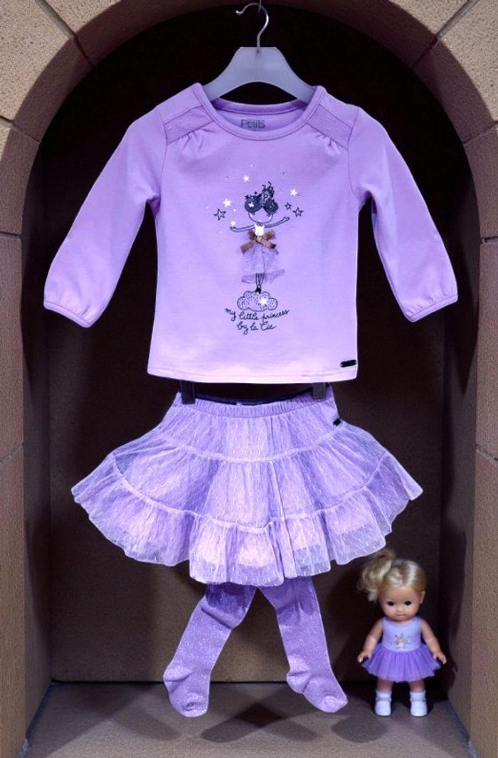 LCDP - NEW - ENSEMBLE 3P FILLE VOLANTS, TULLE PLUMETIS, STRASS & PAILLETTES 18M - photo numéro 2