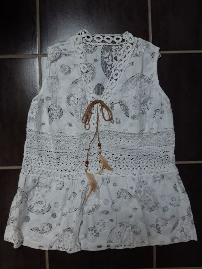 Haut tunique dentelle blanc 38/40