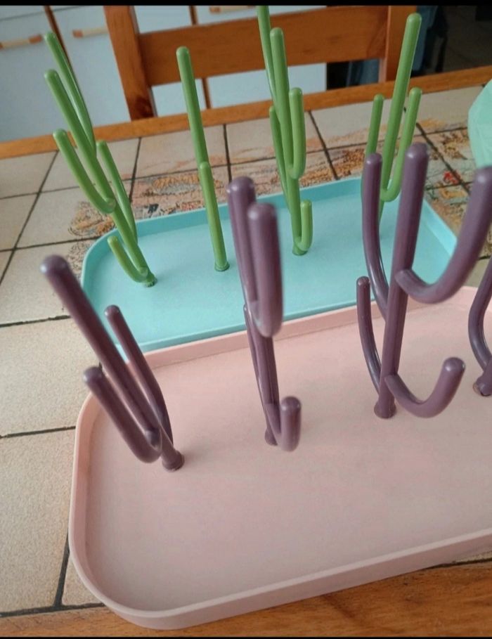 Lot de 2 Égoutte-Biberons Cactus - Rose & Bleu Pastel - photo numéro 2