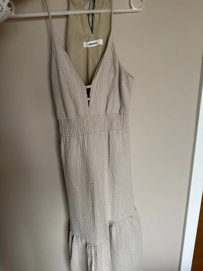 Robe longue beige paillettes promod