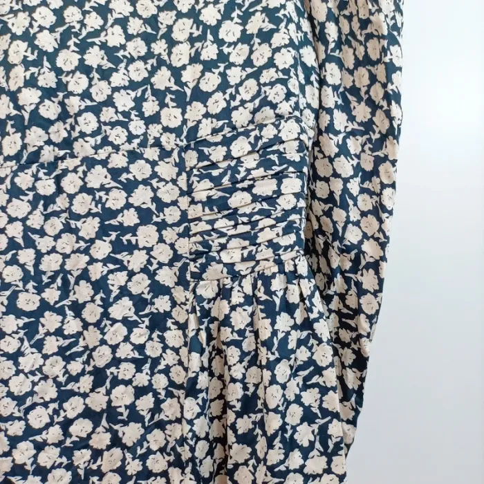 Robe longue bleue écru fleurie Mango Taille XS Manches longues A818 - photo numéro 13