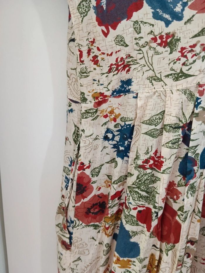 Robe en coton longue boutonnée multicolore - photo numéro 4