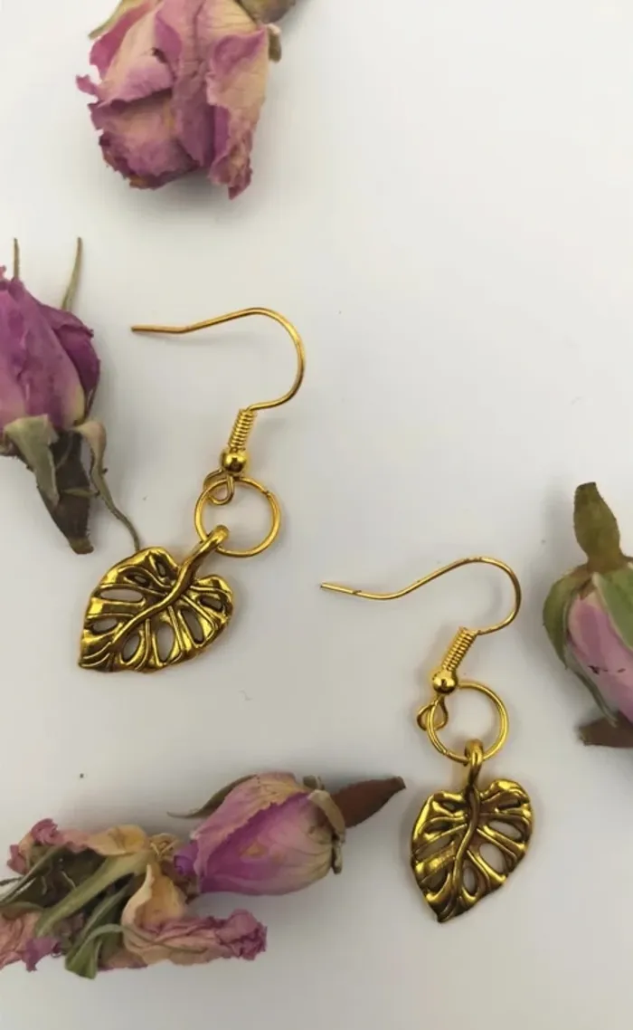 Boucles d'oreilles feuilles - photo numéro 5