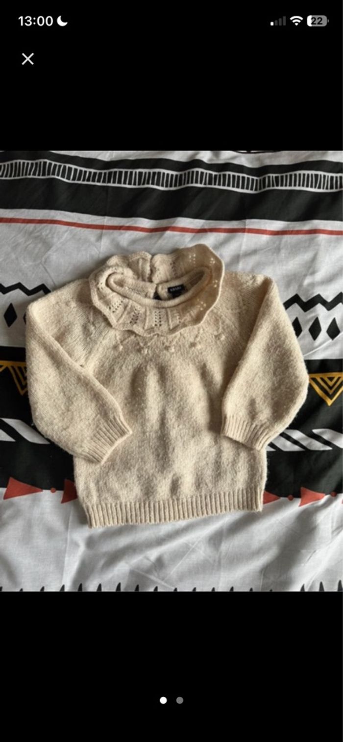 pull kiabi beige 24 mois col claudine