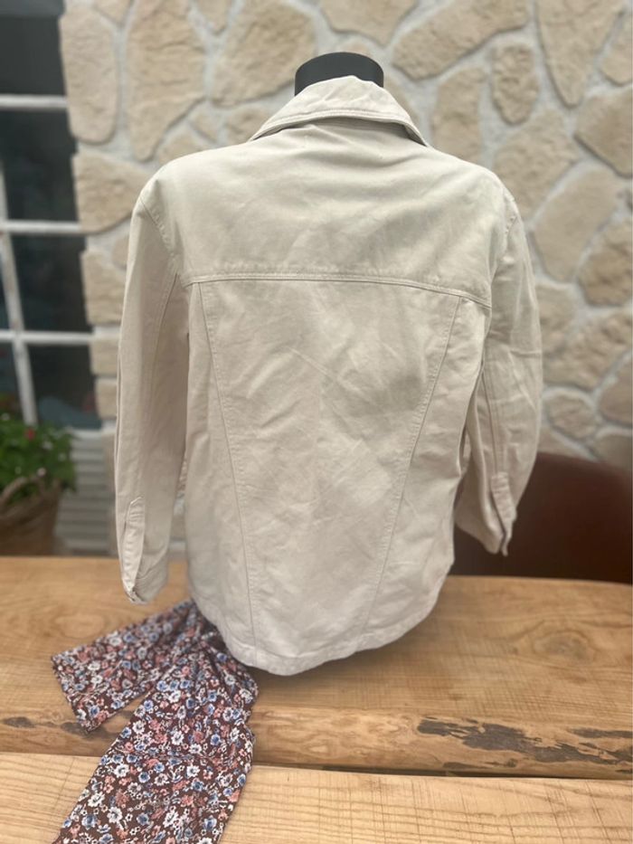 Été chemise Veste loose longue en jean beige crème taille XS 34 S 36 - photo numéro 2