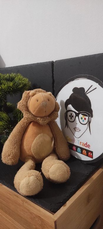 Peluche Grroou lion moulin roty Les Zazous orange beige marron