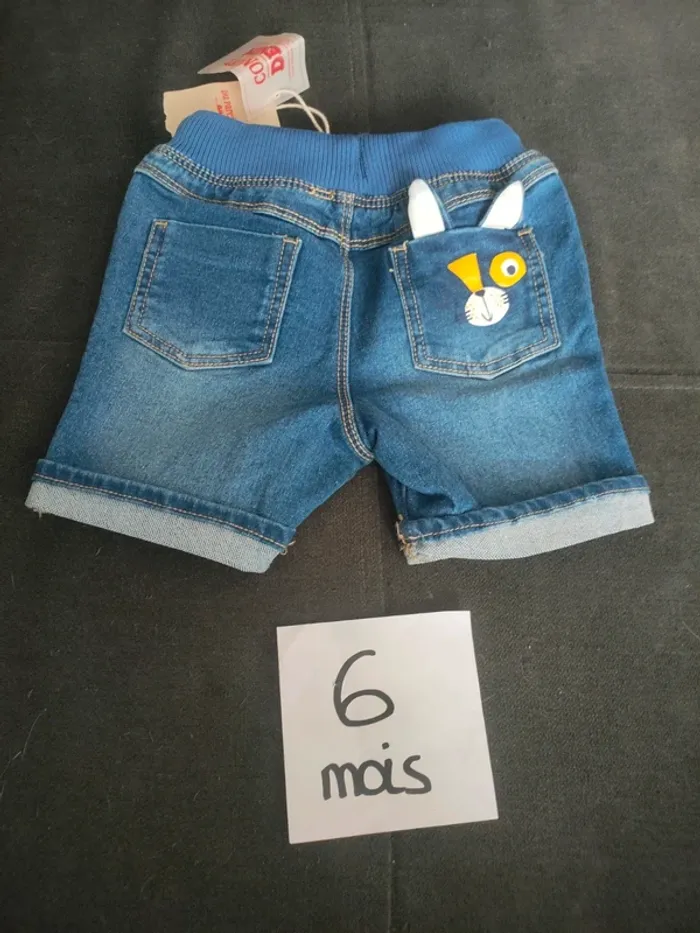 Short en jeans garçon 6 mois dpam - photo numéro 3