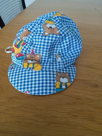 Casquette vichy bleu ourson