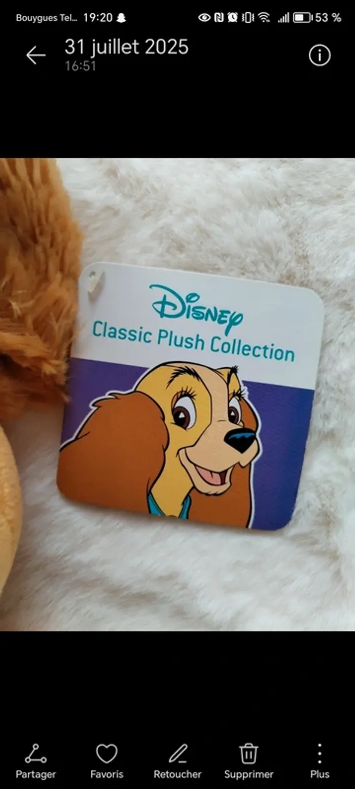 Peluche Belle (Lady) - Disney Classic Plush Collection - Neuve avec étiquette 🐶 - photo numéro 2