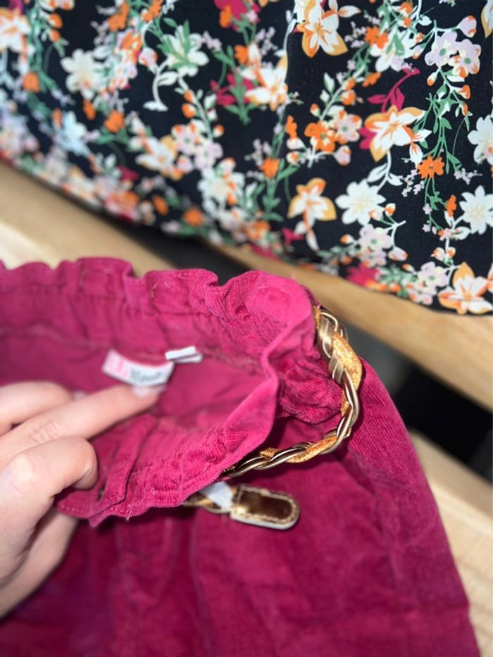 Ensemble 5 ans shein Lili marelle short velours côtelé blouse tunique à fleurs fille - photo numéro 3