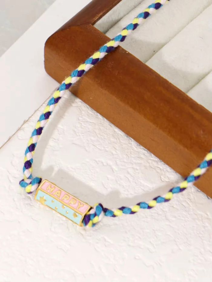 Collier ajustable coloré avec pendentif “Happy” - photo numéro 2