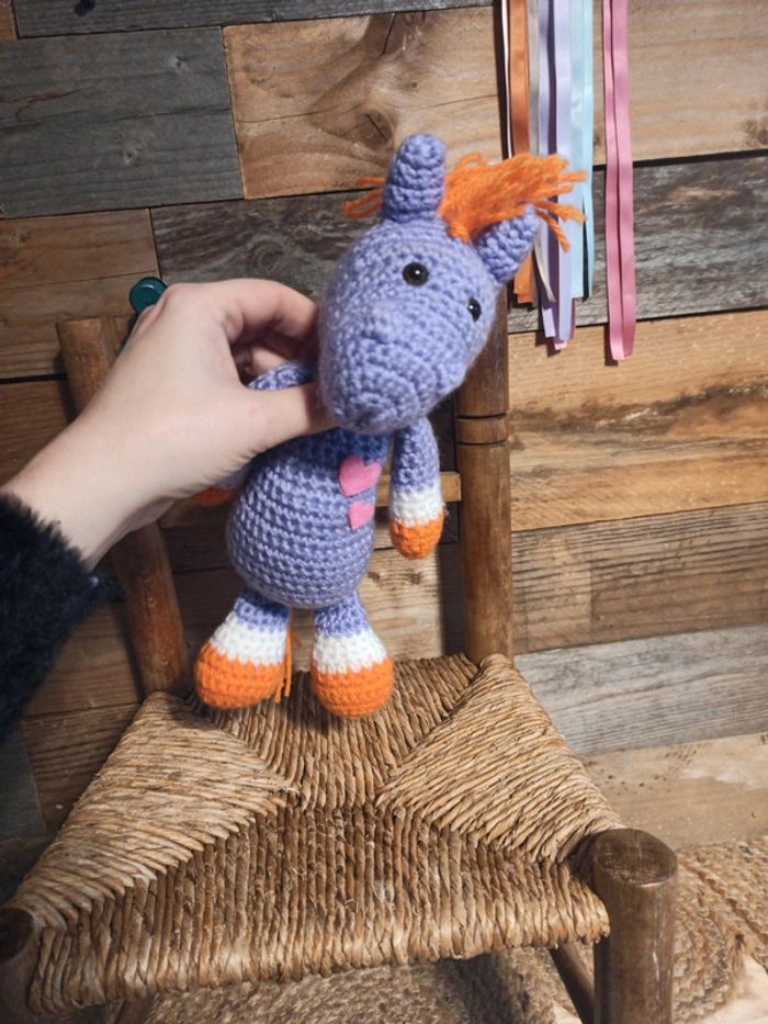 Peluche cheval laine fait main tricot tbe - photo numéro 4