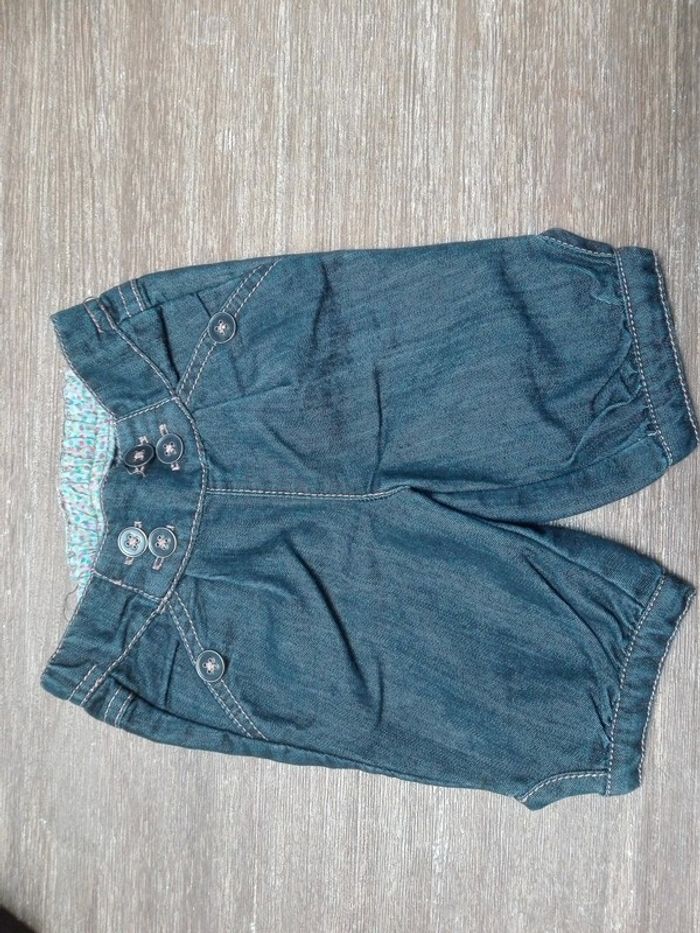 Bébé fille 6 mois pantalon sarouel court jean été TAO élégant