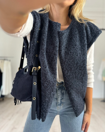 Gilet - Marine - Sans Manches- Décontracté - Cocooning - Automne