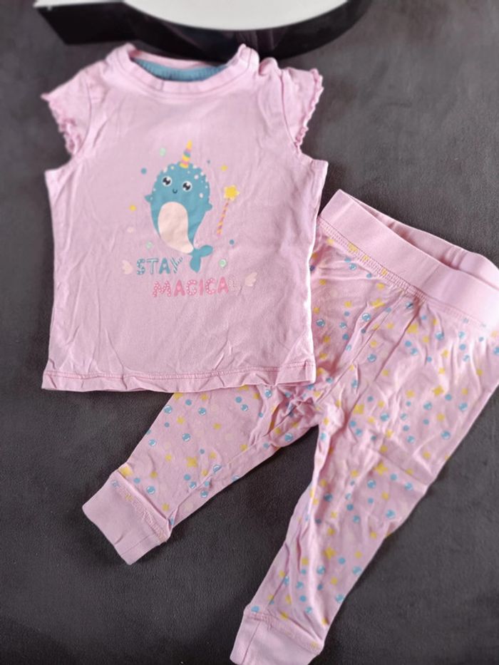 Pyjama 2 pièces été léger Fille 9/12 mois narval licorne Poco piano 100% coton - photo numéro 2