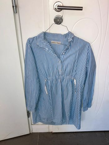 Chemisier tunique fille 11/12 ans, à rayures bleues