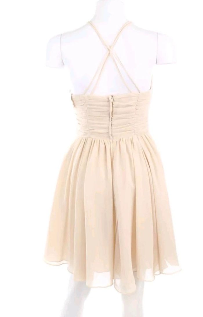 Robe de soirée cocktail drapée h&m beige - photo numéro 4