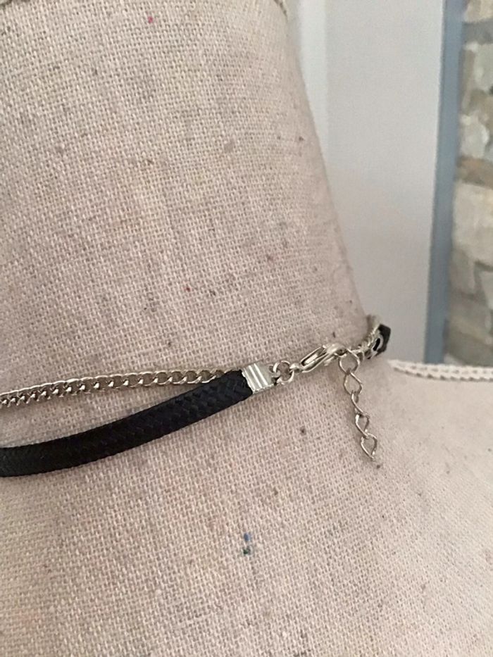 Collier 2 rangées argenté et noir - photo numéro 3