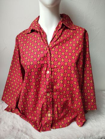 Chemise vintage rouge a manches courtes