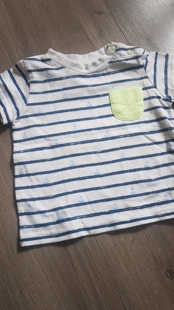 Tee-shirt marin 6 mois rayé ancres manches courtes in extenso