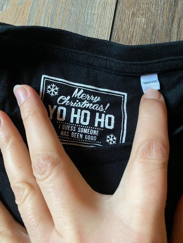T-shirt manches longues Noël noir Ho Ho Ho 11/12 ans - photo numéro 3