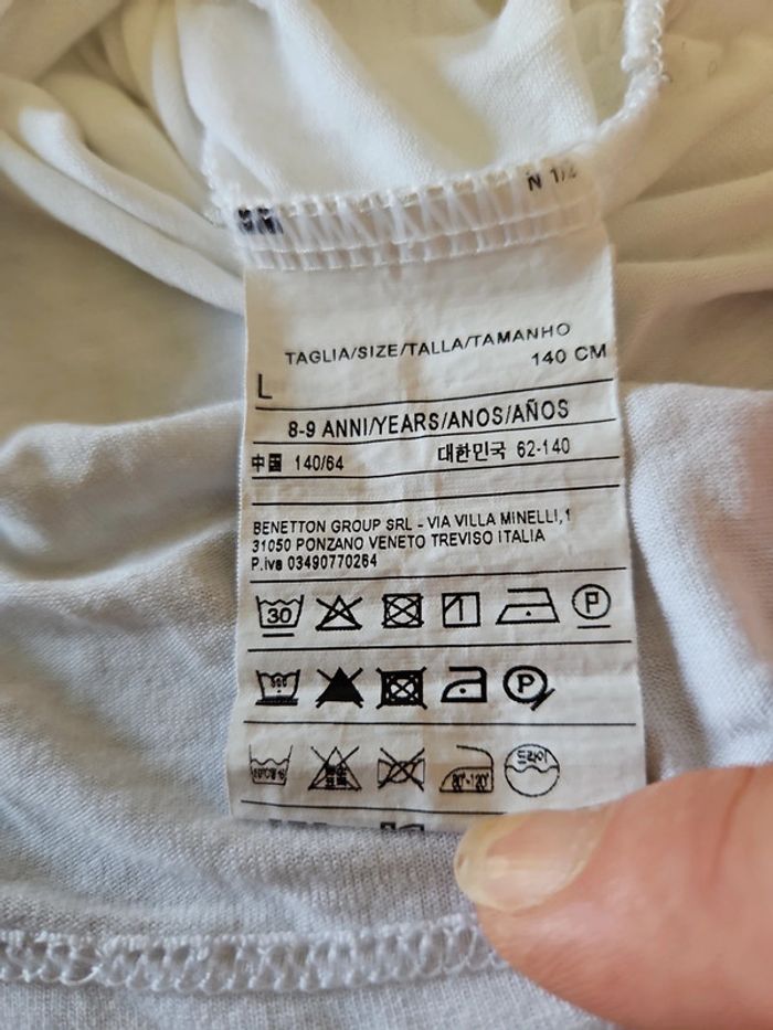 Blouse blanche à manches courtes avec perles, United Color Of Benetton, 8/9 ans, peu mis - photo numéro 8