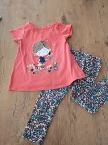 Ensemble fleuri orange 23 mois